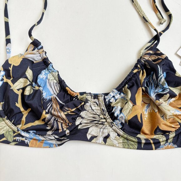 SIR Enid Balconette Bathing Suit Top NWT Bikini Navy Blue Floral 3 8 Delia Print - Picture 3 of 14